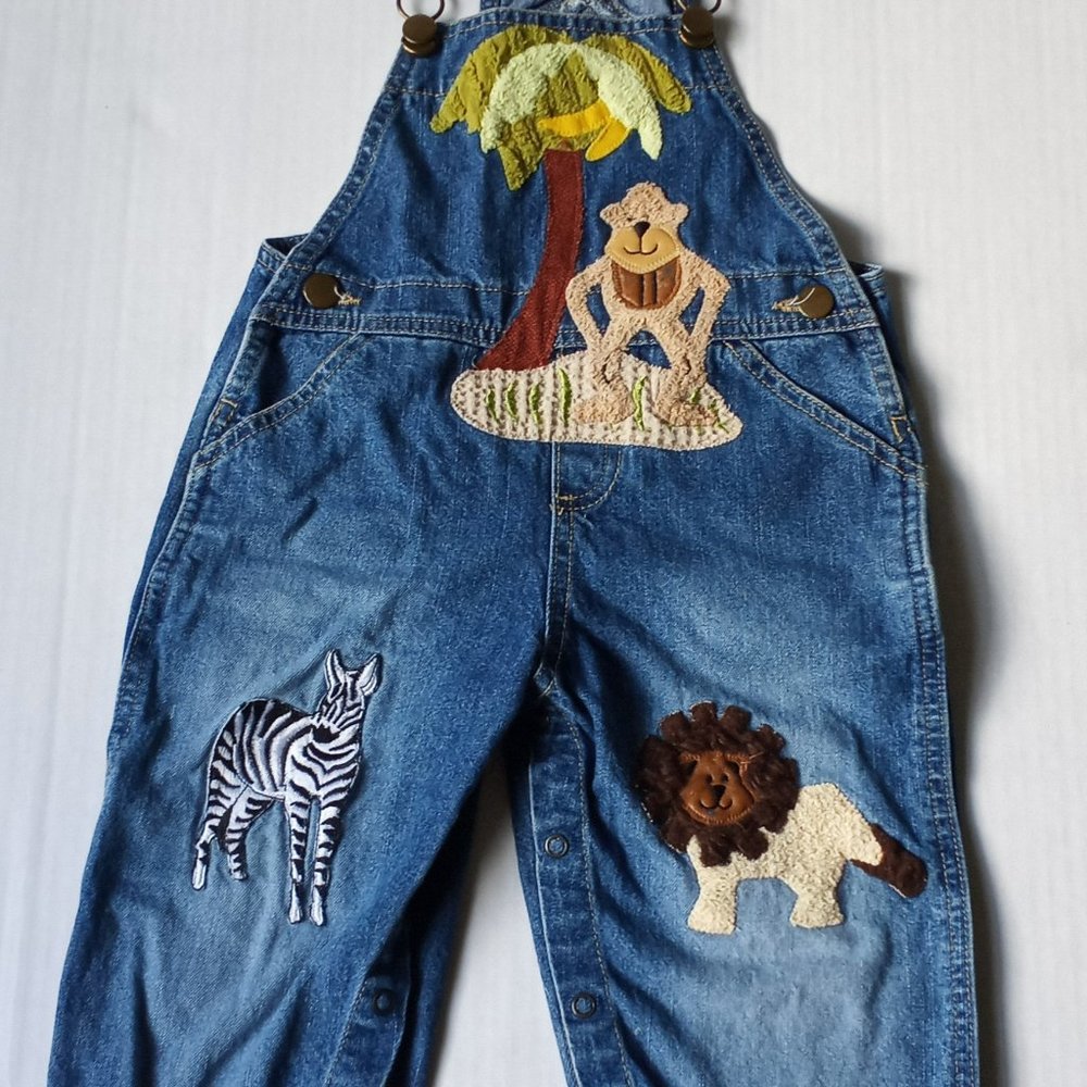 Vintage Unisex Denim Bon Bon overalls Size 24 Months